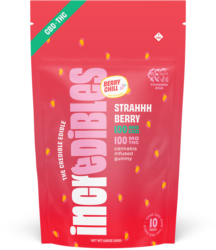 Photograph of Product: Incredibles Gummies | STRAHHBERRY | 1:1 | 100mg
