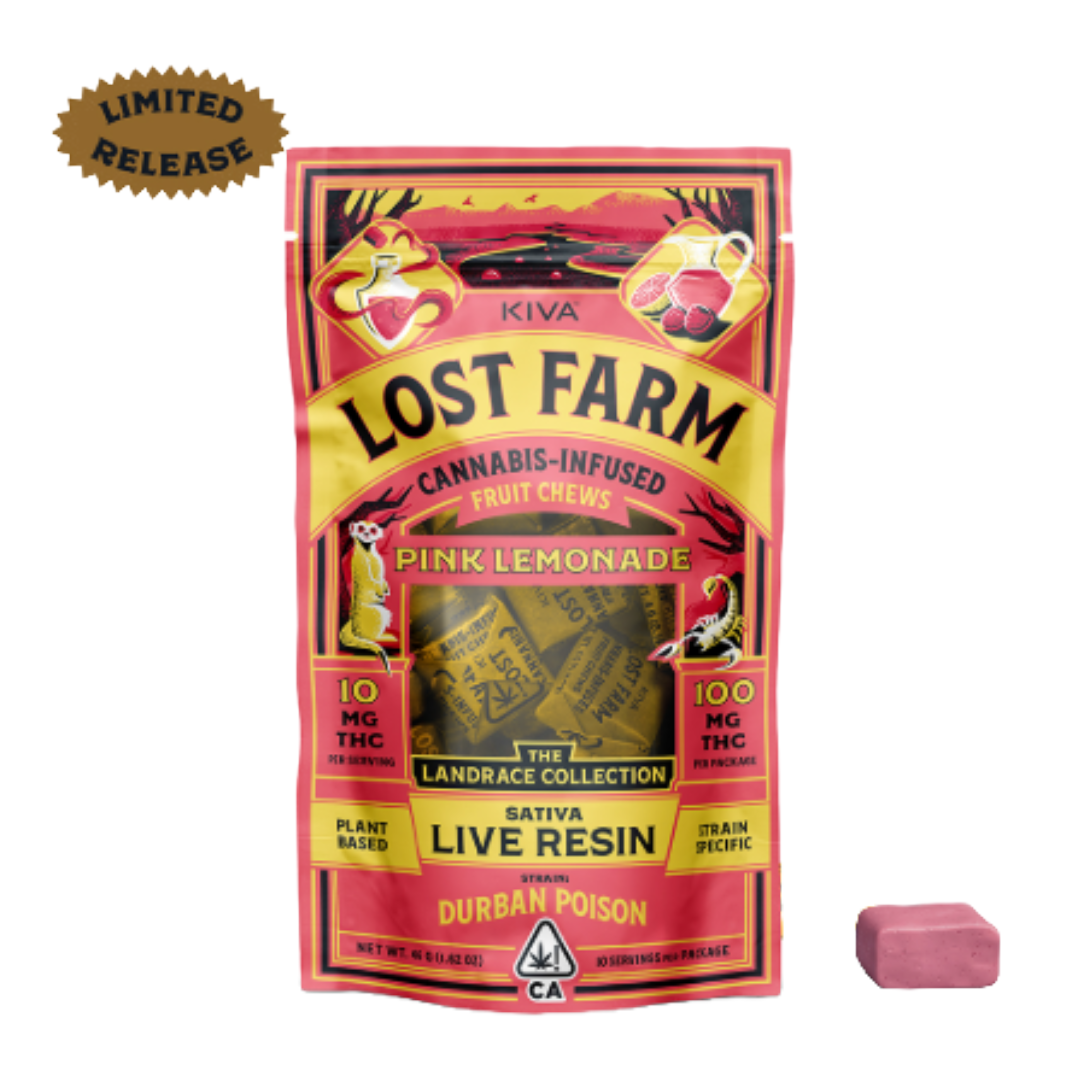 Photograph of product: LOST FARM - PINK LEMONADE CHEWS 100MG