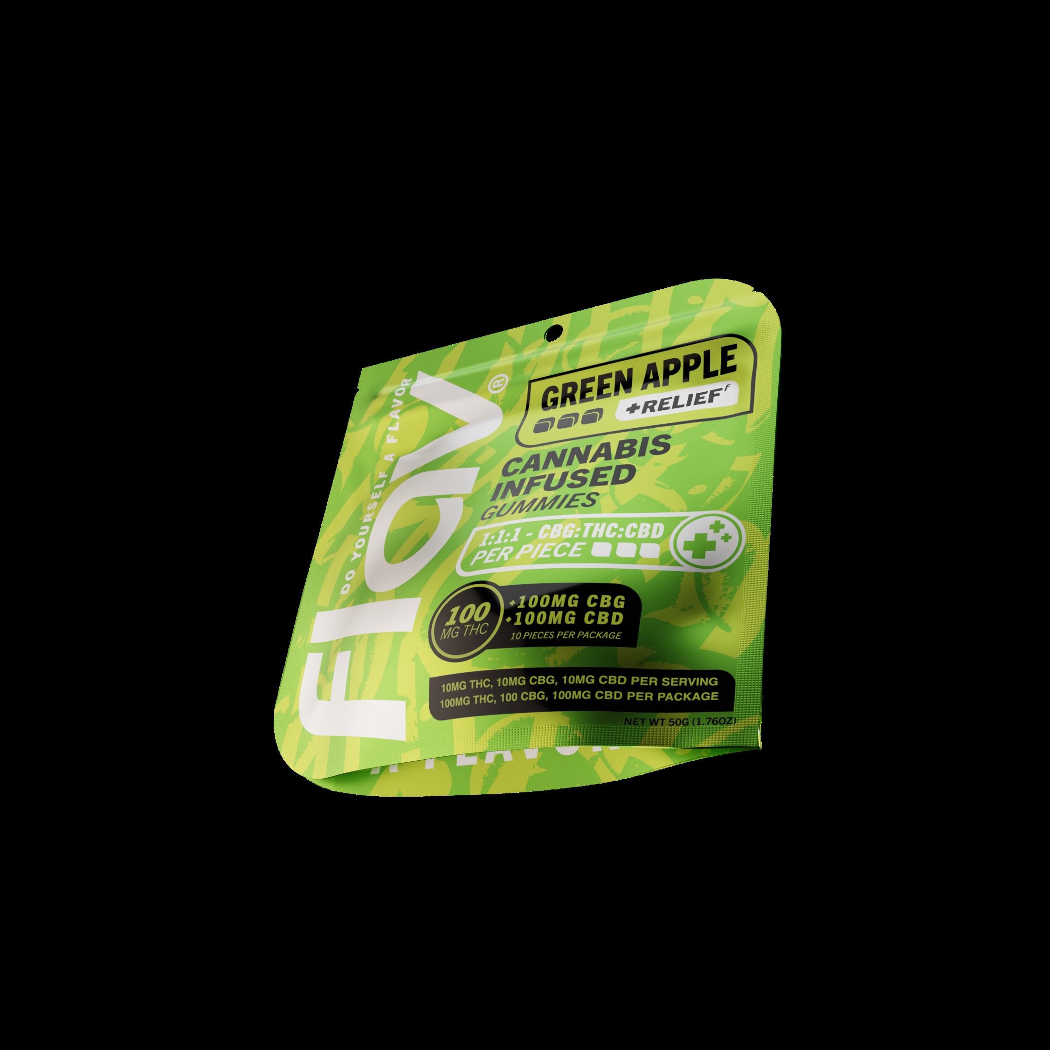 Photograph of product: Flav - Green Apple CBG Relief - 100mg Gummies