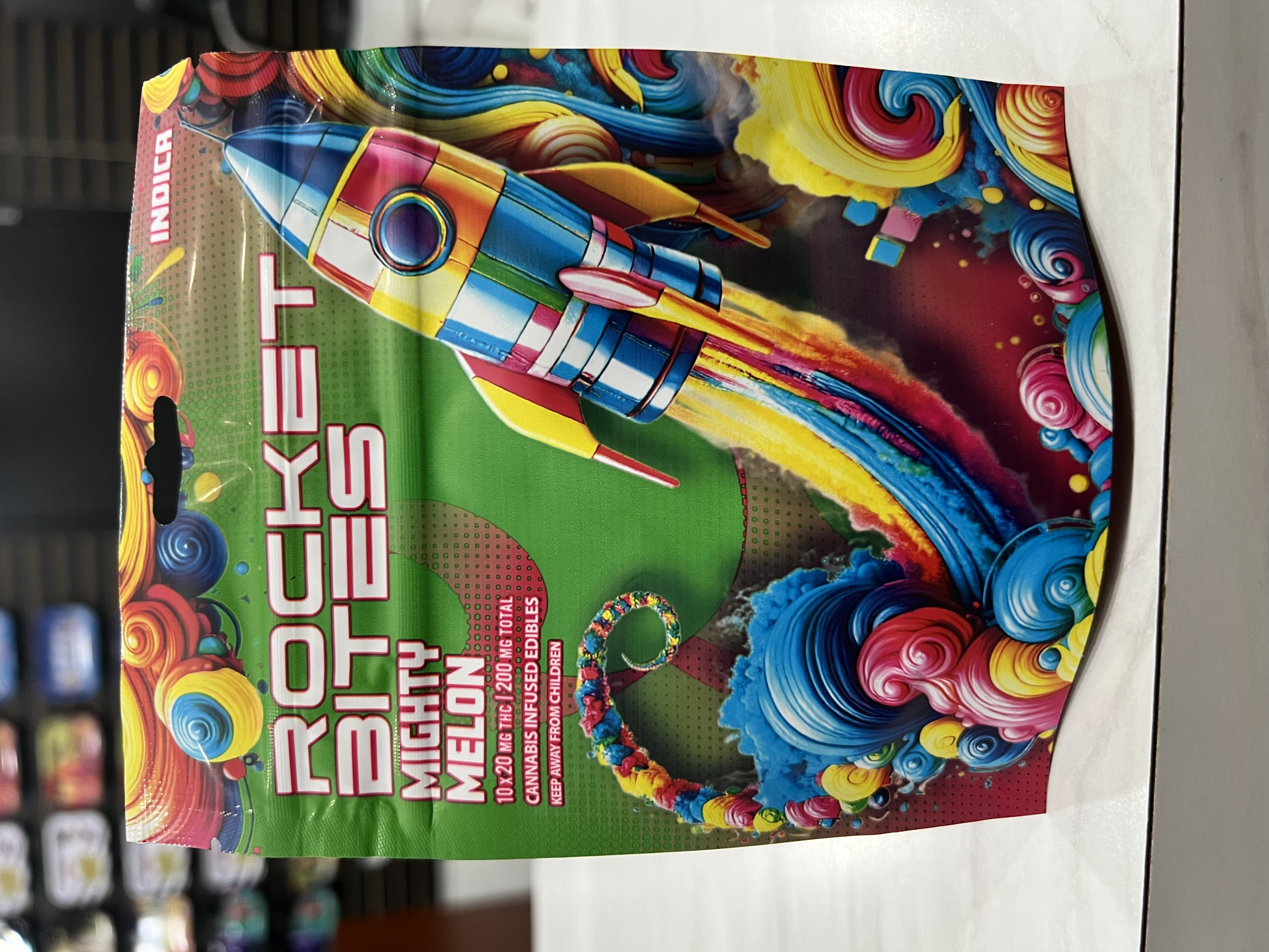 Photograph of product: Rocket Bites - Gummies - Mighty Melon - 200mg