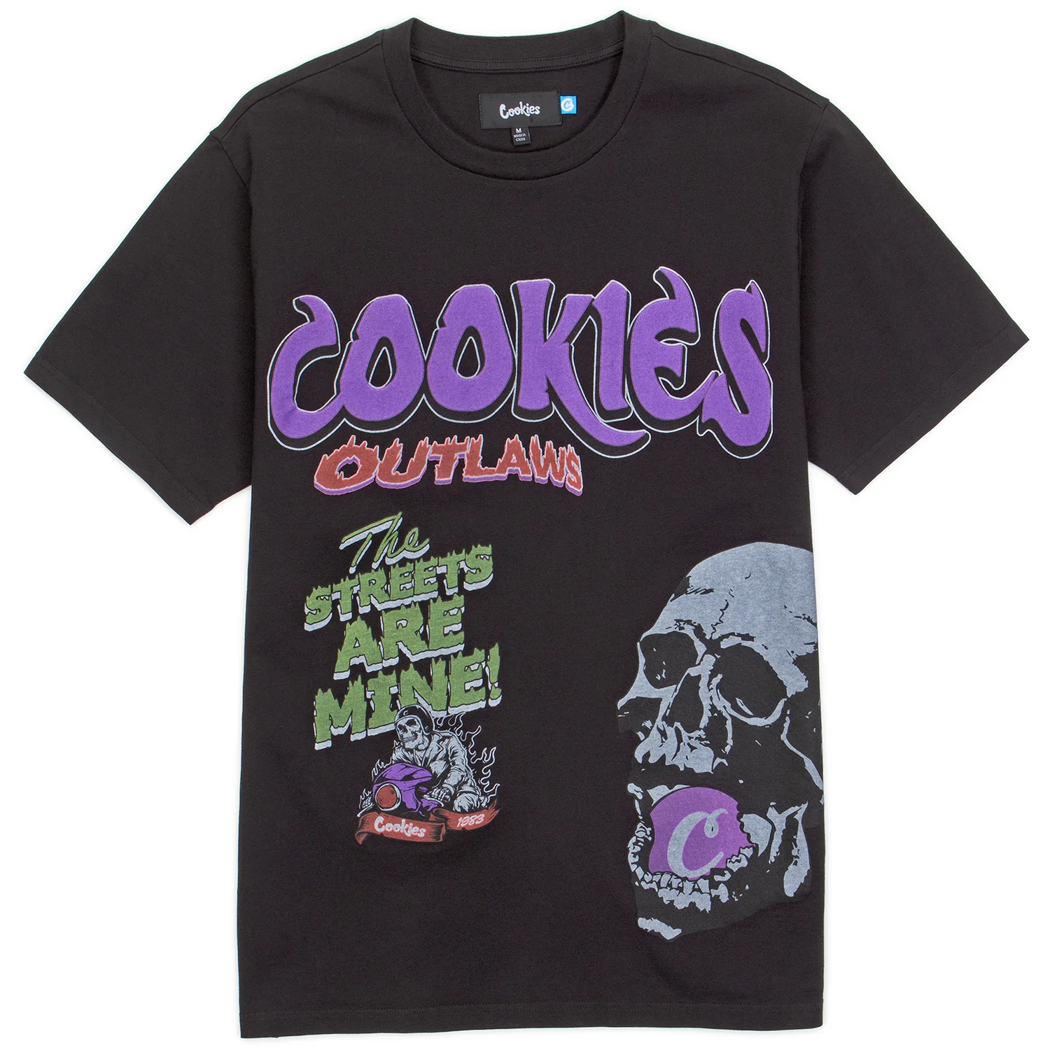 Photograph of product: Outlaws Streets SS Knit With Screenprint Artwork - Black