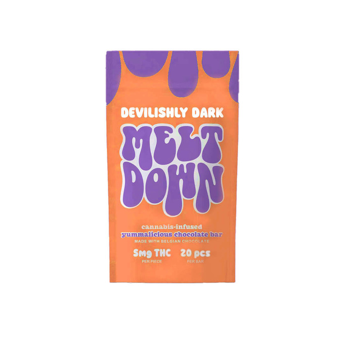 Photograph of product: Meltdown Dark Chocolate Bar 20pc 100mg