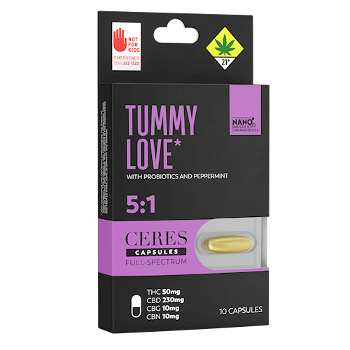 Photograph of product: Tummy Love 5:1 CBD Capsules | 300mg (DOH)