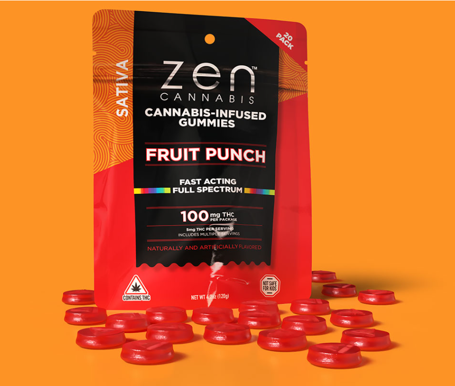 Photograph of product: Fruit Punch Oui'd Fast Acting Gummies 100mg/20pc