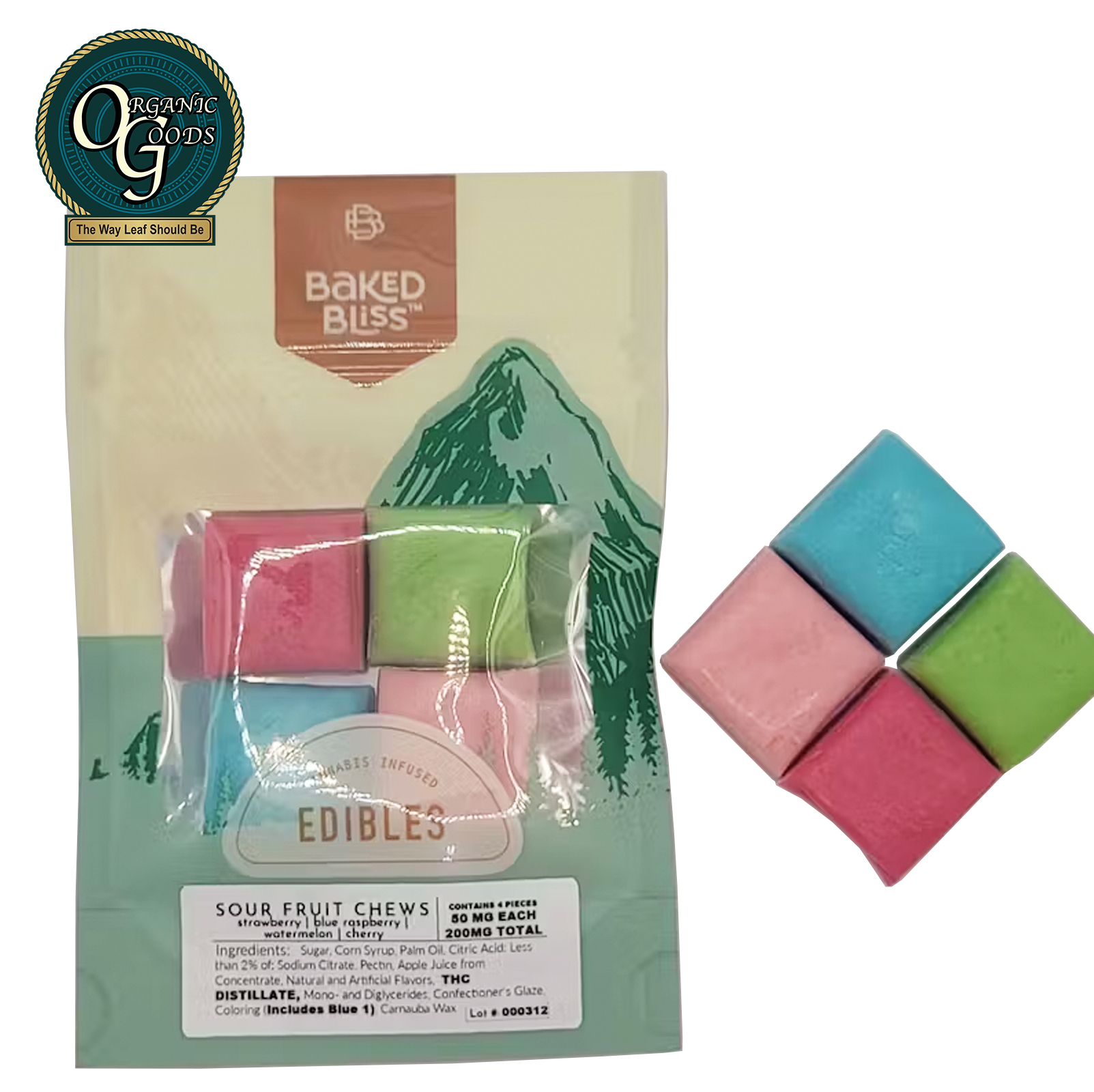 Photograph of product: Baked Bliss  Sour Fruit Chews 200 MG