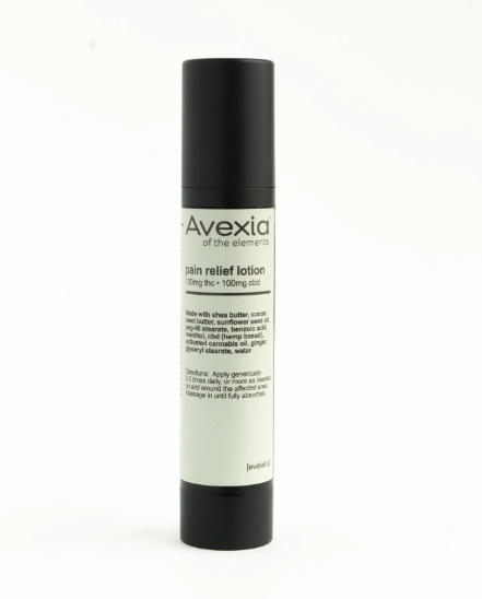 Photograph of product: Avexia Pain Relief (H) 1:1 CBD:TH-oui Lotion 100mg