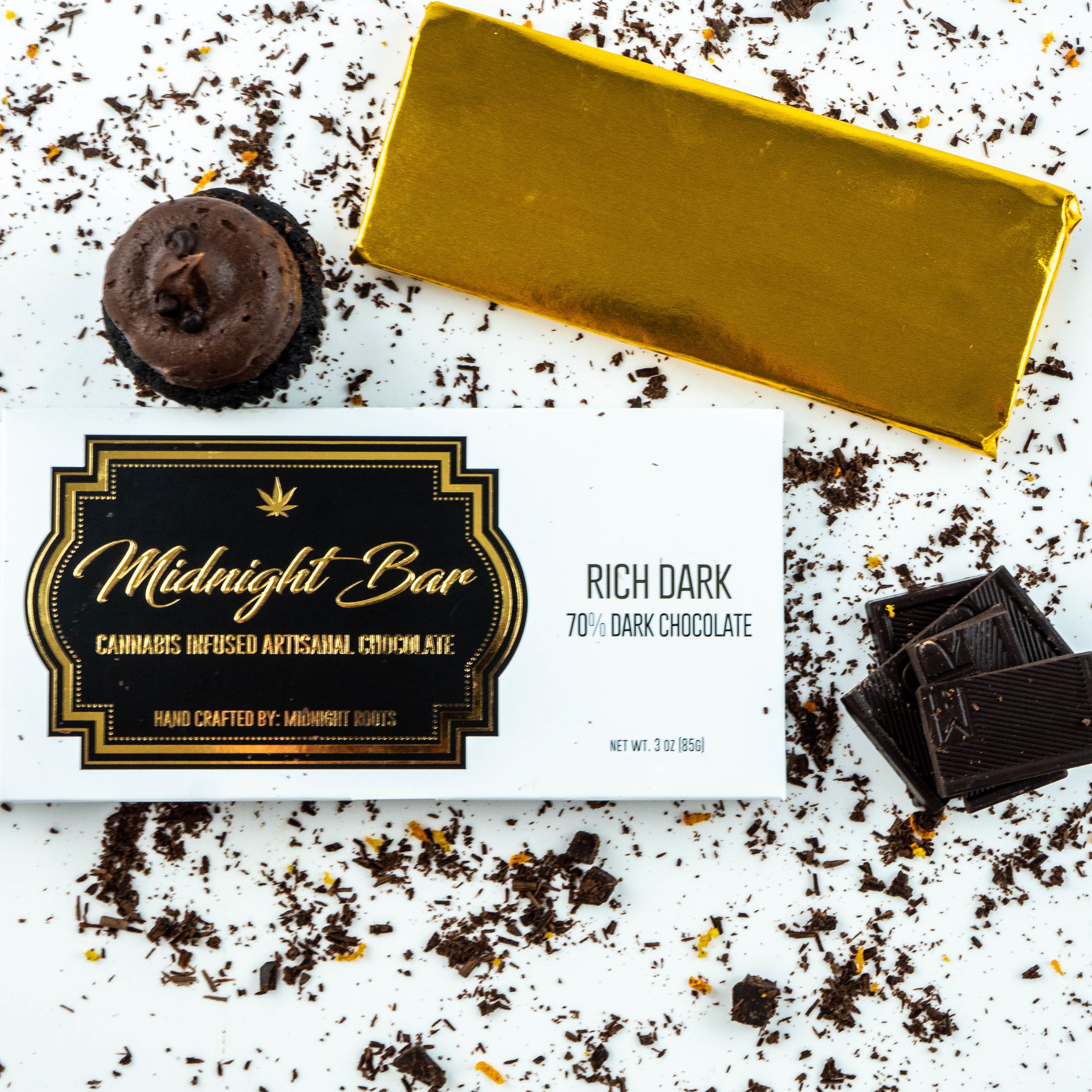 Photograph of product: Midnight Roots | Rich Dark Chocolate 200mg Chocolate Bar