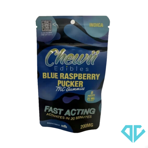 Photograph of product: Chewii Blue Raspberry Pucker Gummies 200mg (REC)