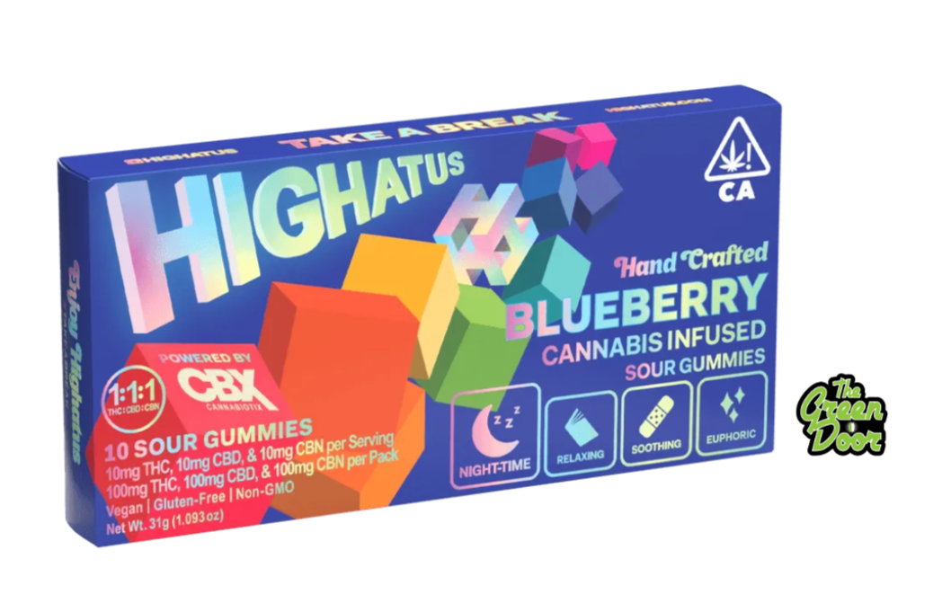 Photograph of product: HIGHATUS - Blueberry Sour Gummies - 10PK - 100MG