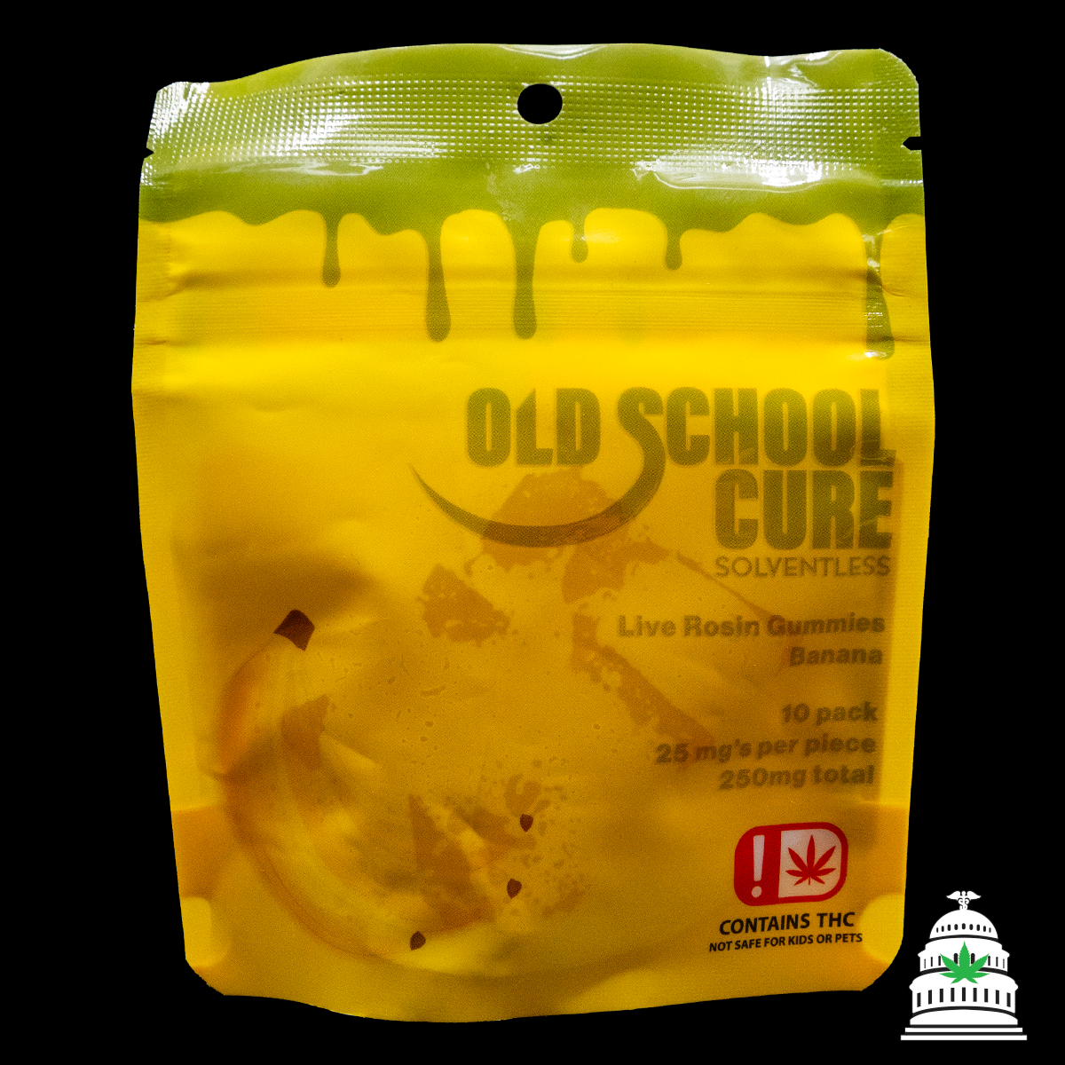 Photograph of product: Banana - 250mg Old School Cure Gummies