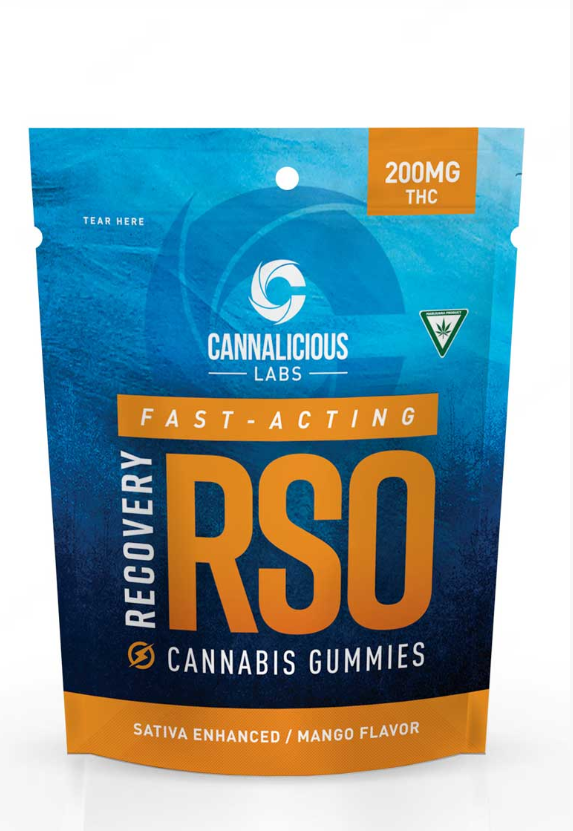 Photograph of Product: Cannalicious - Gummies - 200mg RSO Recovery - Mango - Sativa