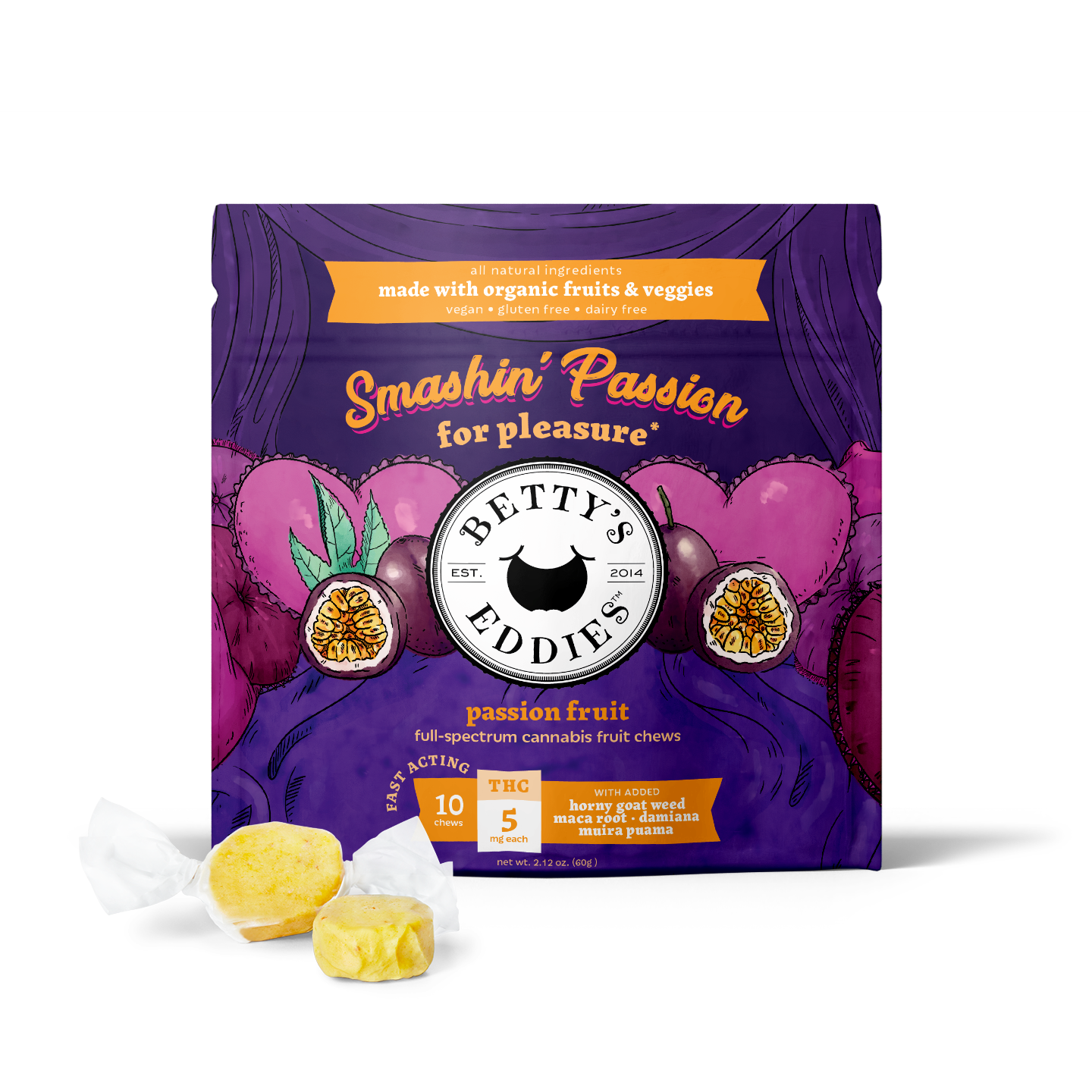 Photograph of product: Smashin' Passion - Passion Fruit Taffy - 5mg/10pk