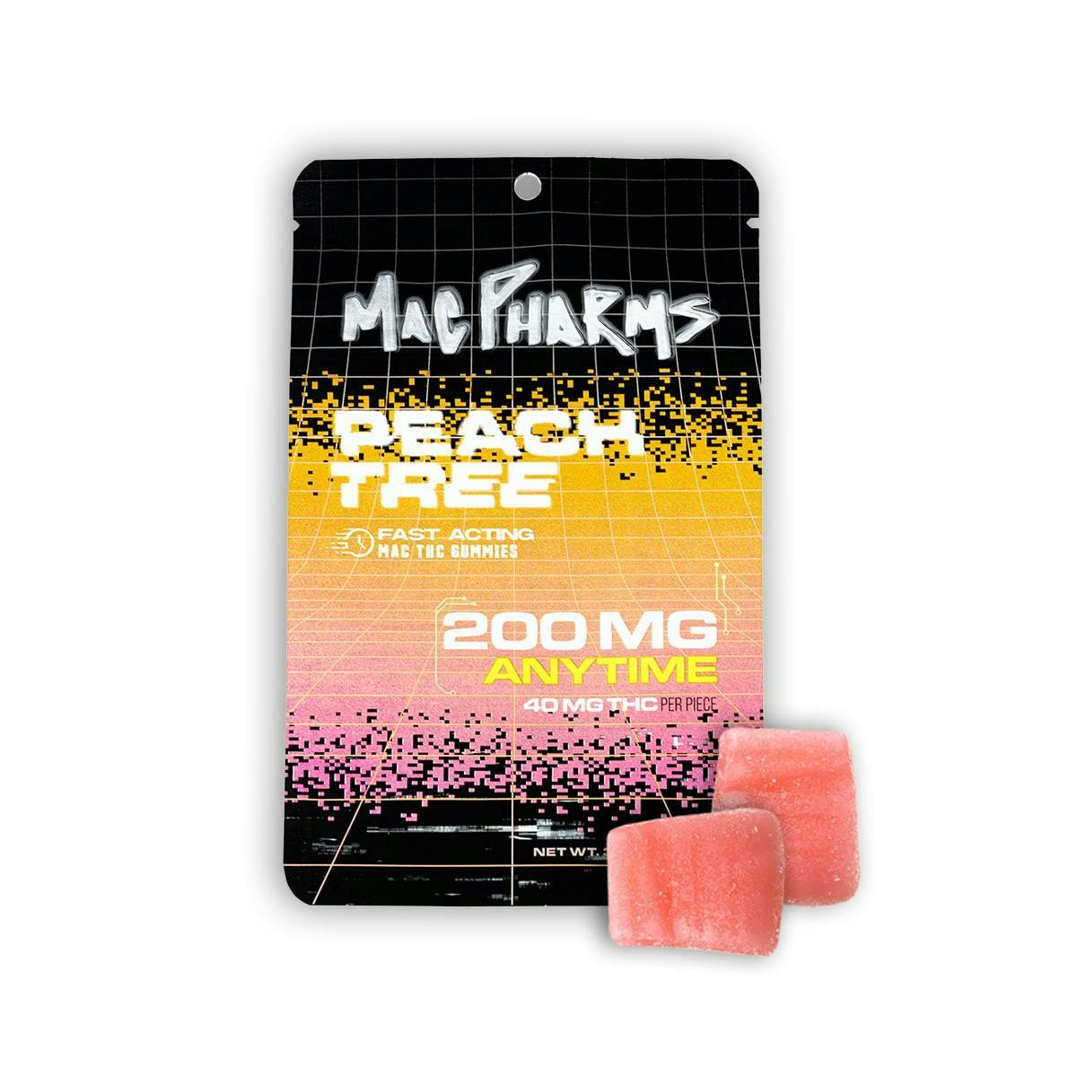 Photograph of product: Mac Pharms 200mg Gummies | Peach Tree