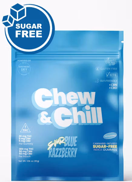 Photograph of product: Chew & Chill | 300mg | Sour Blue Raspberry
