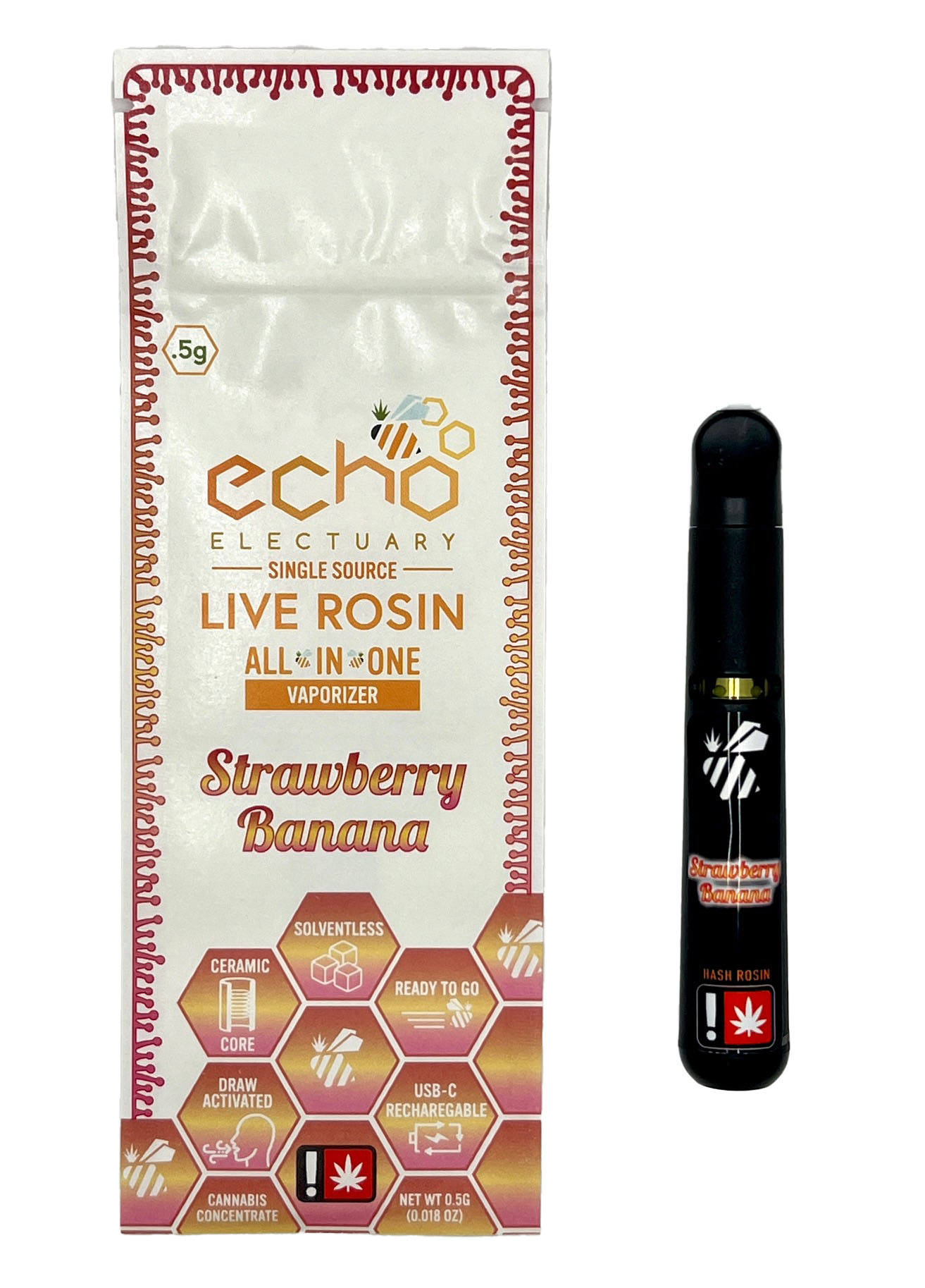 Photograph of product: Echo Electuary - Strawberry Banana AIO Rosin Cart