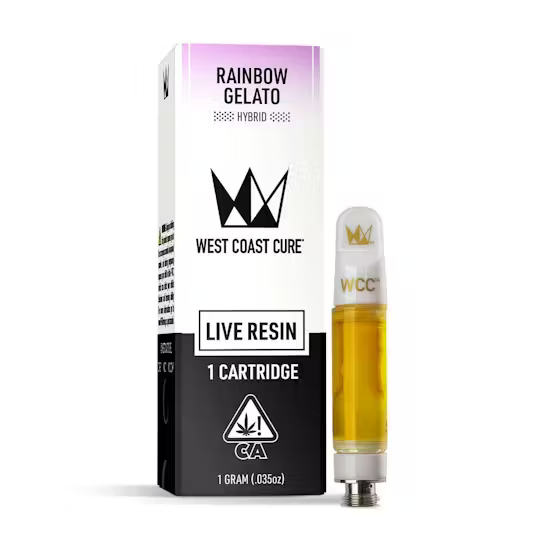 Photograph of product: West Coast Cure - Cartridge - Rainbow Gelato - Live Resin - 1G