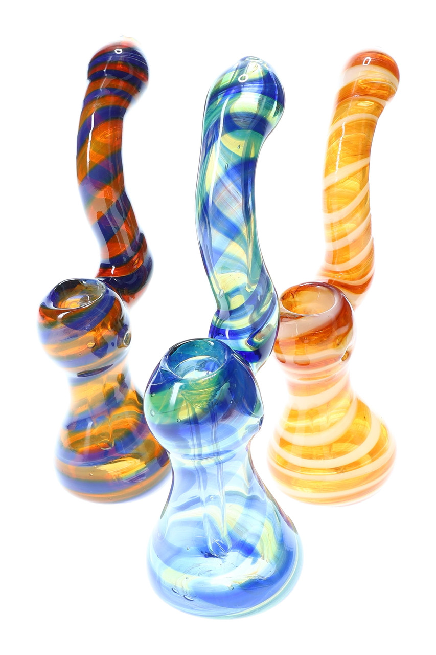 Photograph of product: Bubbler Large - 7" Multicolor Spiral Striped Sherlock Bubbler $40