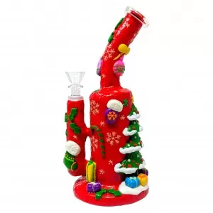 Photograph of product: Water Pipe | Bong | 9.5" | Jingle All the Way to a Merry and Bright Christmas | Glow in the Dark