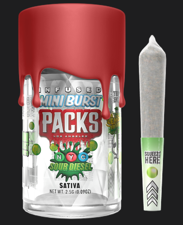 Photograph of product: Packwoods - Mini Burst - 2.5g - 5 Pack - NYC Sour Diesel
