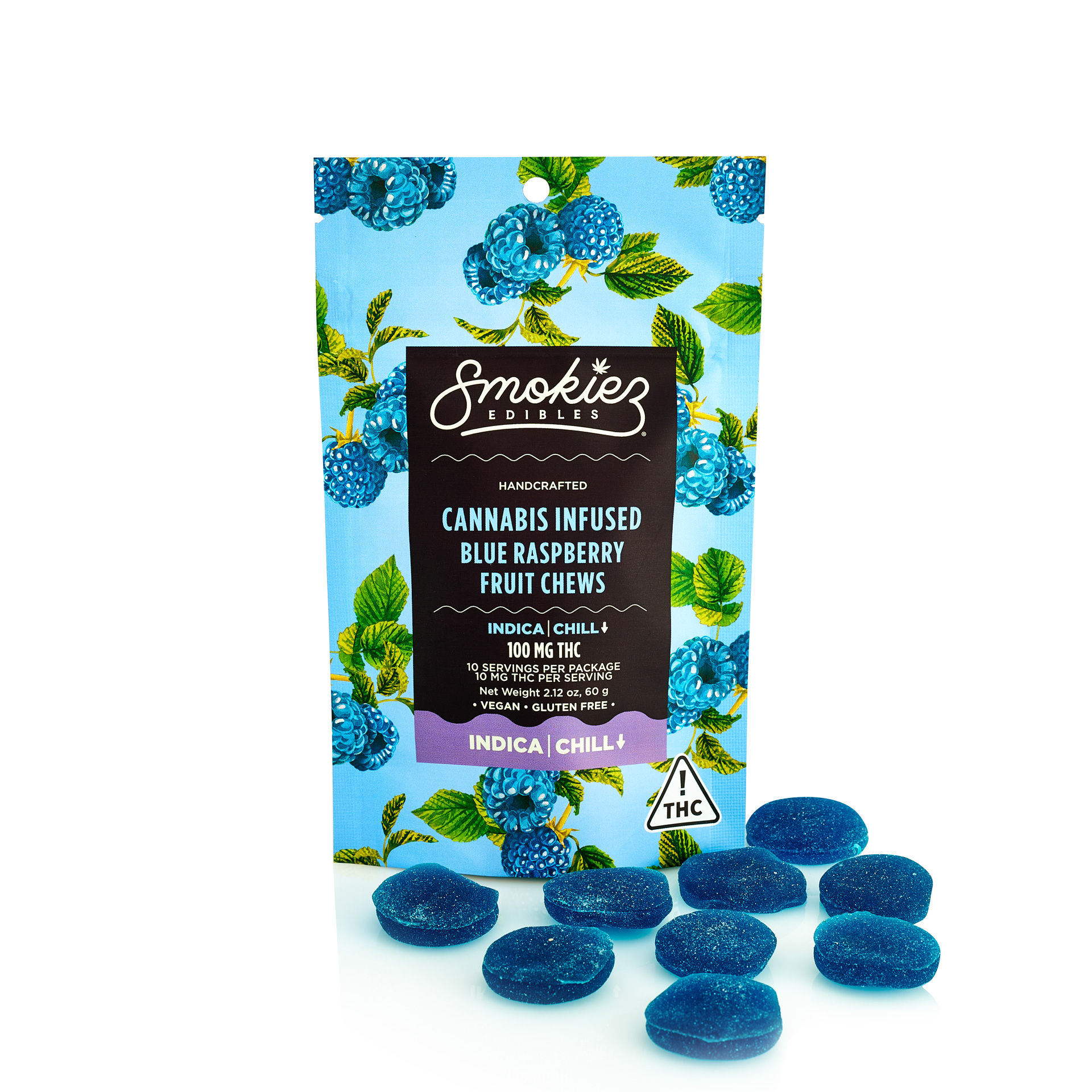 Photograph of product: Smokiez Blue Raspberry (I) Fruit Chews 10pk 10mg