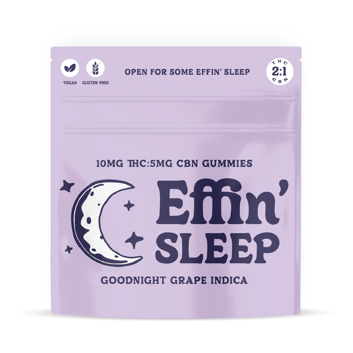 Photograph of product: Effin: Sleep | Goodnight Grape 2:1 | 100mg TH-oui | 50mg CBN | 10pk