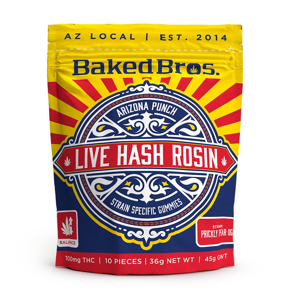 Photograph of product: Baked Bros Arizona Punch Live au chocolat Rosin Gummies (100mg)