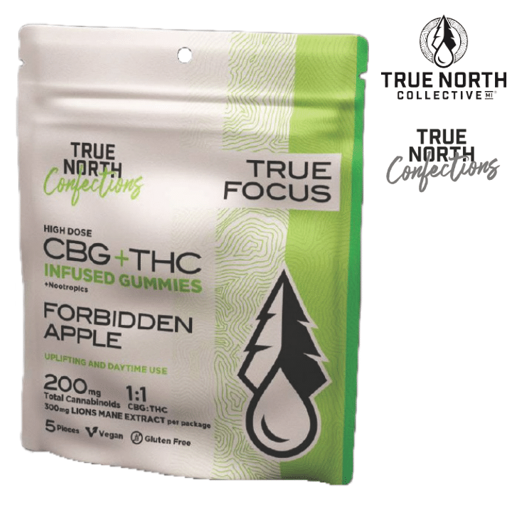 Photograph of product: True North Forbidden Apple True Focus Gummies 100mg TH-oui | 100mg CBG