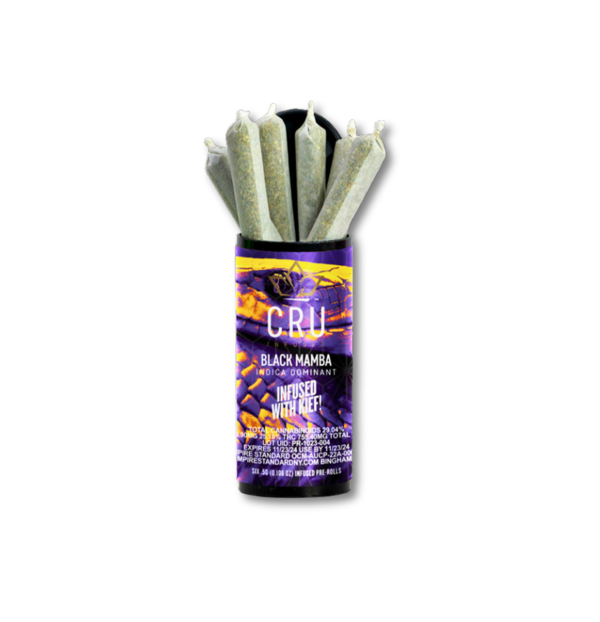 Photograph of product: Cru - Black Mamba Infused Prerolls 6pk - 3g