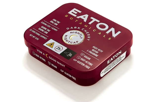 Photograph of product: Eaton | Dark Cherry Nightly Nightcap | 1:1 CBN + Adaptogen Enhanced Gummies | 100mg