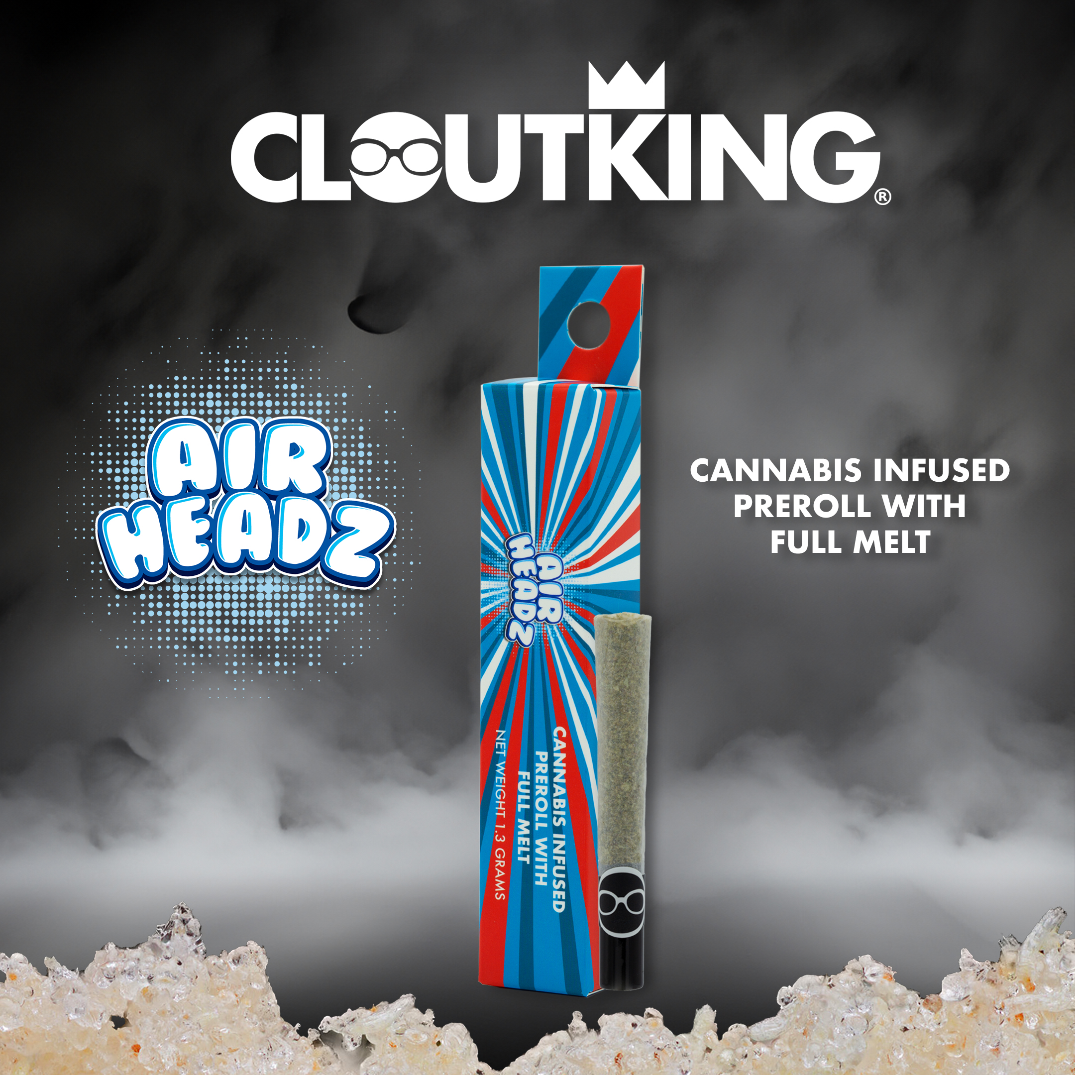 Photograph of product: Clout King | Prerolls Infused Full Melt | Airheadz 3.0 | Single 1.3g