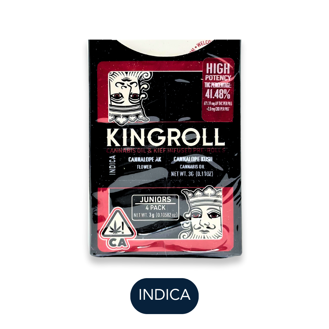 Photograph of product: KingRoll - Juniors - Cannalope AK x Cannalope Kush I - Infused Preroll Pack - 4pk