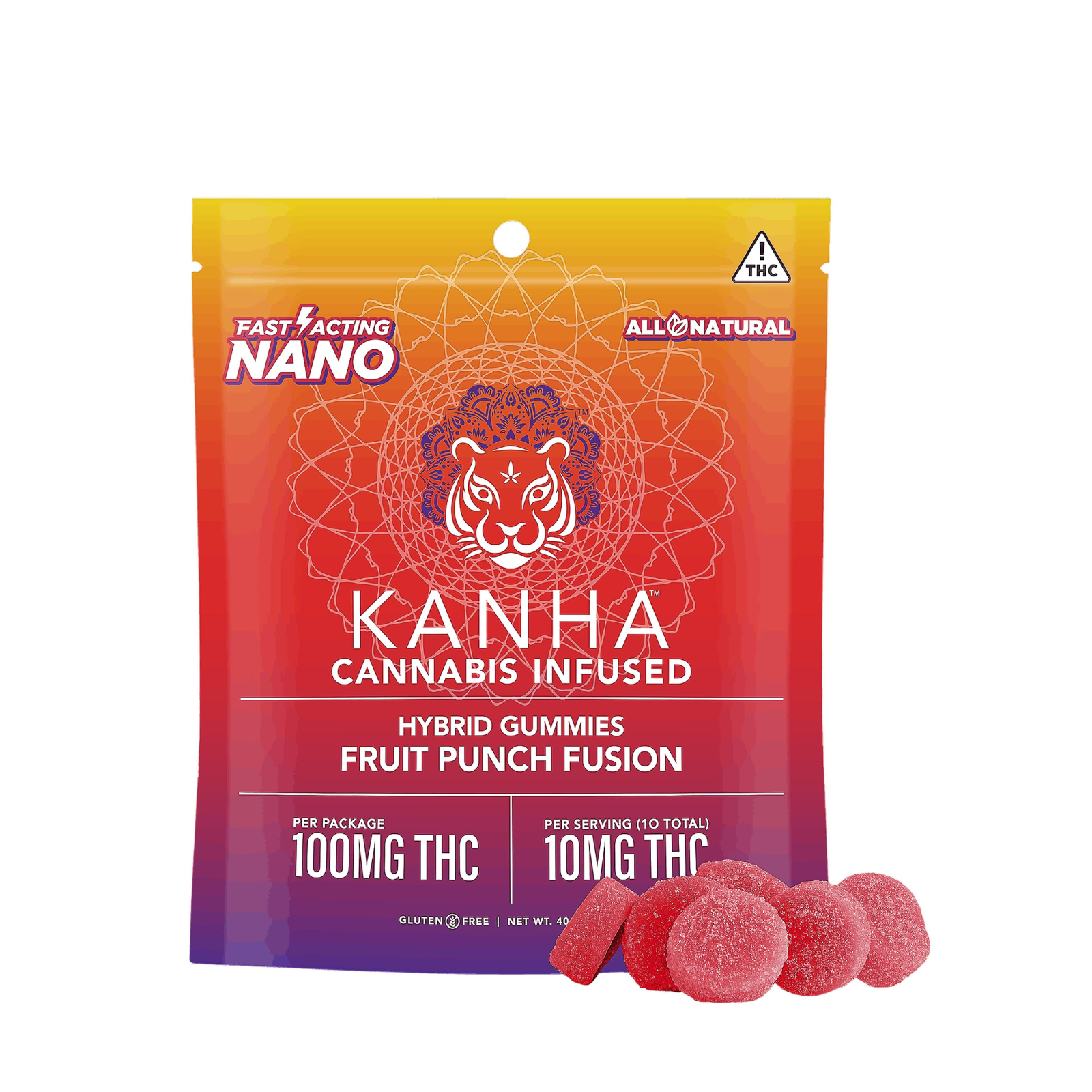 Photograph of product: 100mg 10pk Gummies | Hybrid Fruit Punch | Kanha
