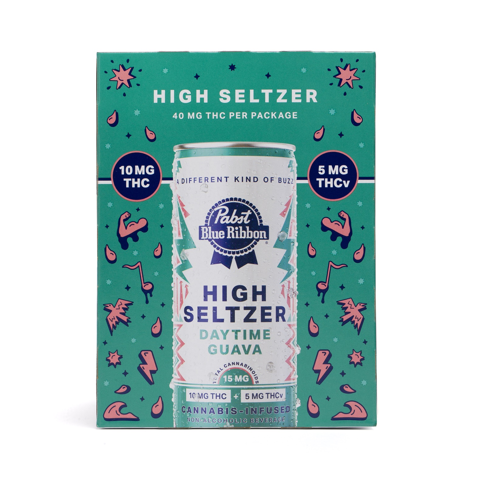 Photograph of product: Pabst BR Daytime Guava 15mg Infused Seltzer 4pk