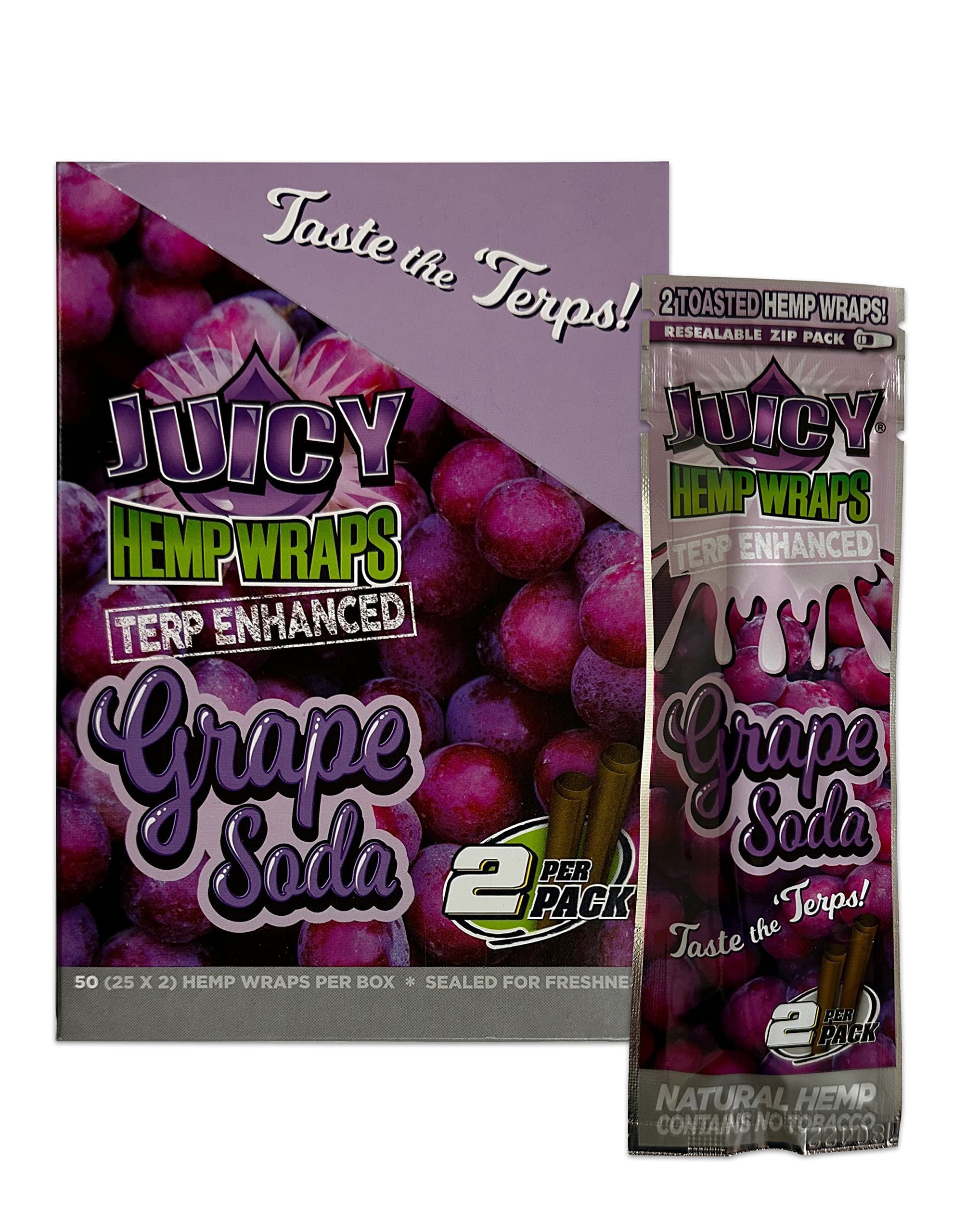 Photograph of product: Juicy Hemp Wraps Grape Soda