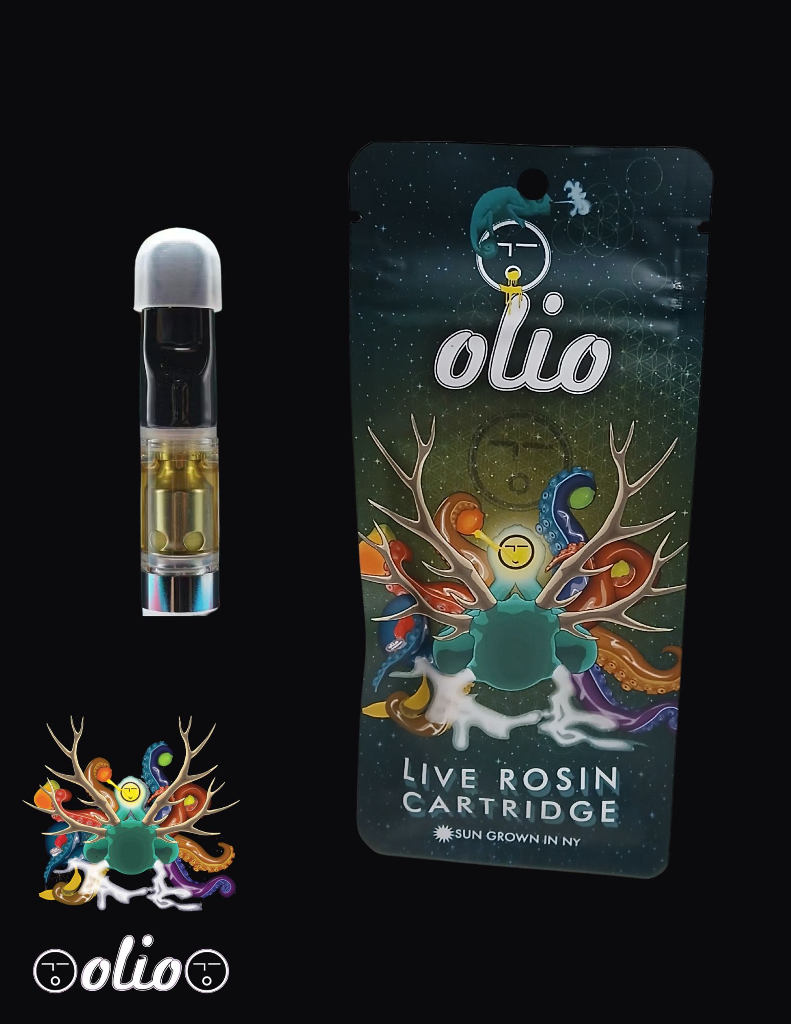 Photograph of product: Olio | Live Rosin | .5g | 510 Vape Cart | Rainbow Guava