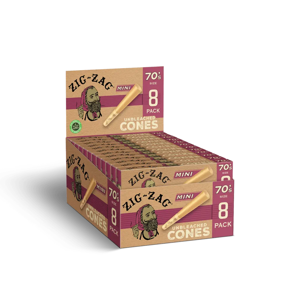 Photograph of product: Zig Zag | Unbleached Mini Cones 70's (8pk)