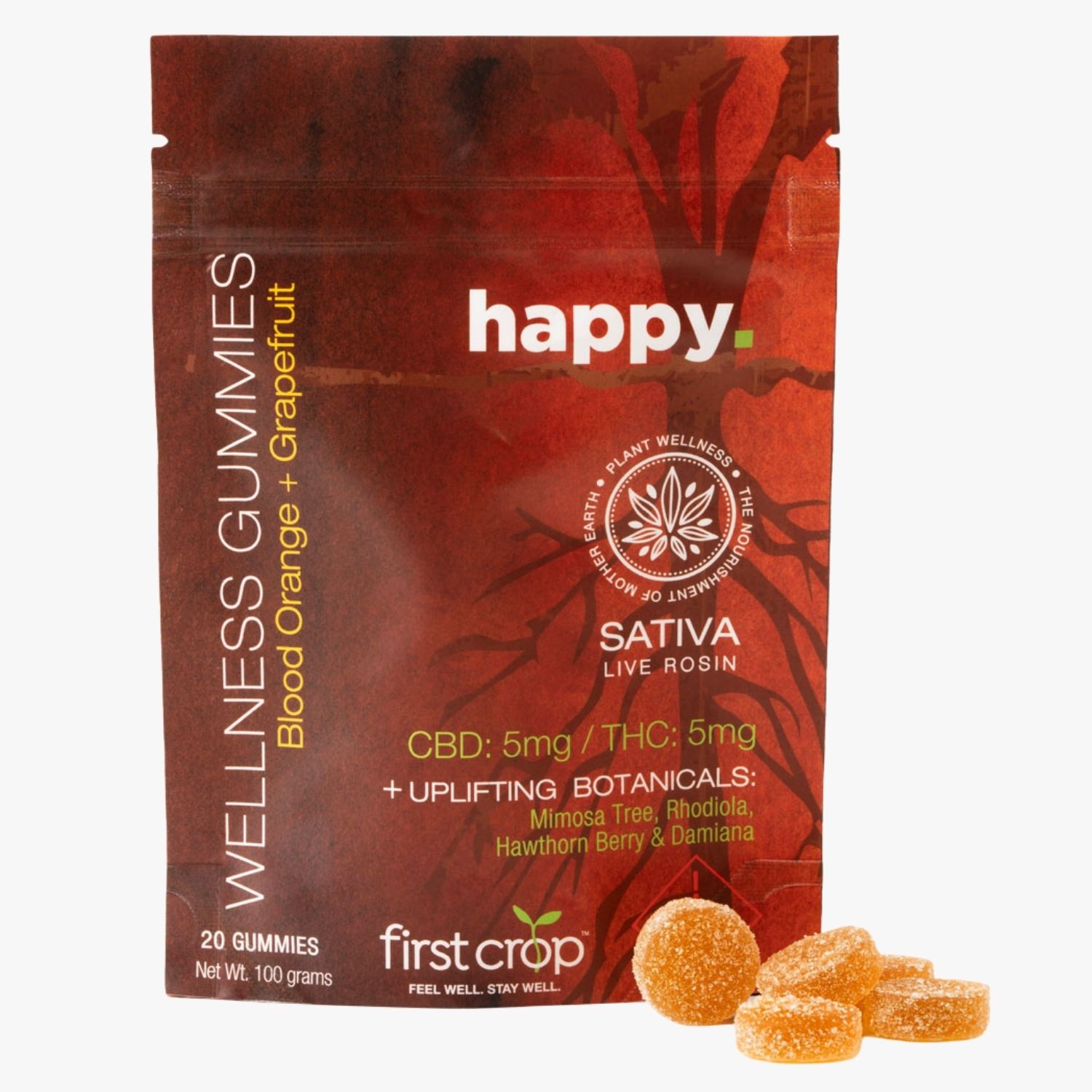 Photograph of product: BLOOD ORANGE + GRAPEFRUIT Happy Live Rosin Gummies (TH-oui / CBD) Gummies by First Crop