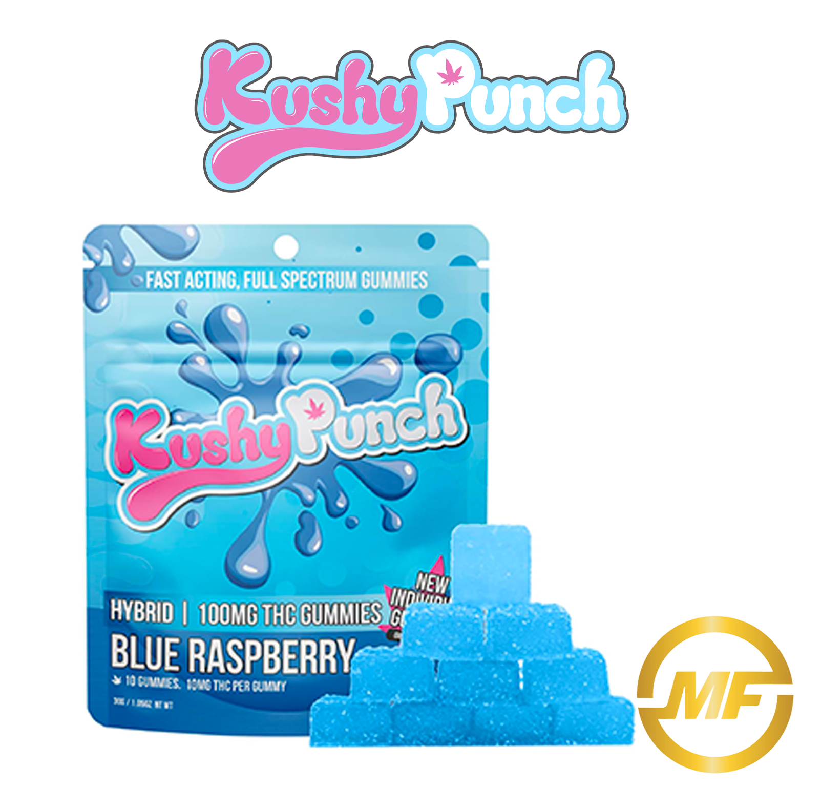 Photograph of product: Kushy Punch | Fast Acting Blueberry Gummies | 200mg