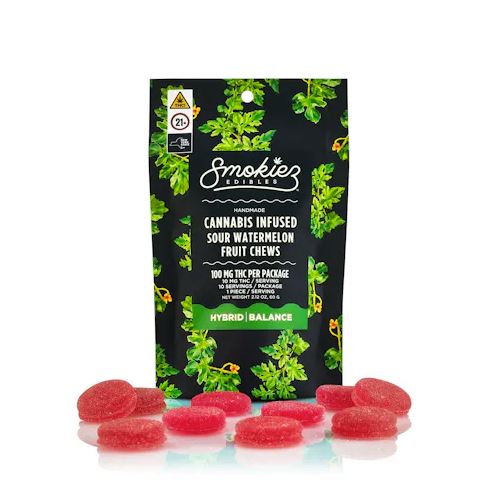 Photograph of product: Smokiez: Sour Watermelon | Hybrid | 100mg | 10pk