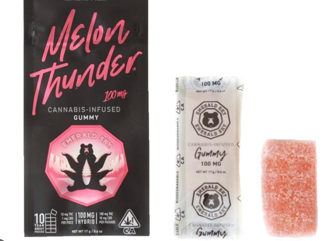 Photograph of product: MELON THUNDER 100MG SINGLE GUMMY