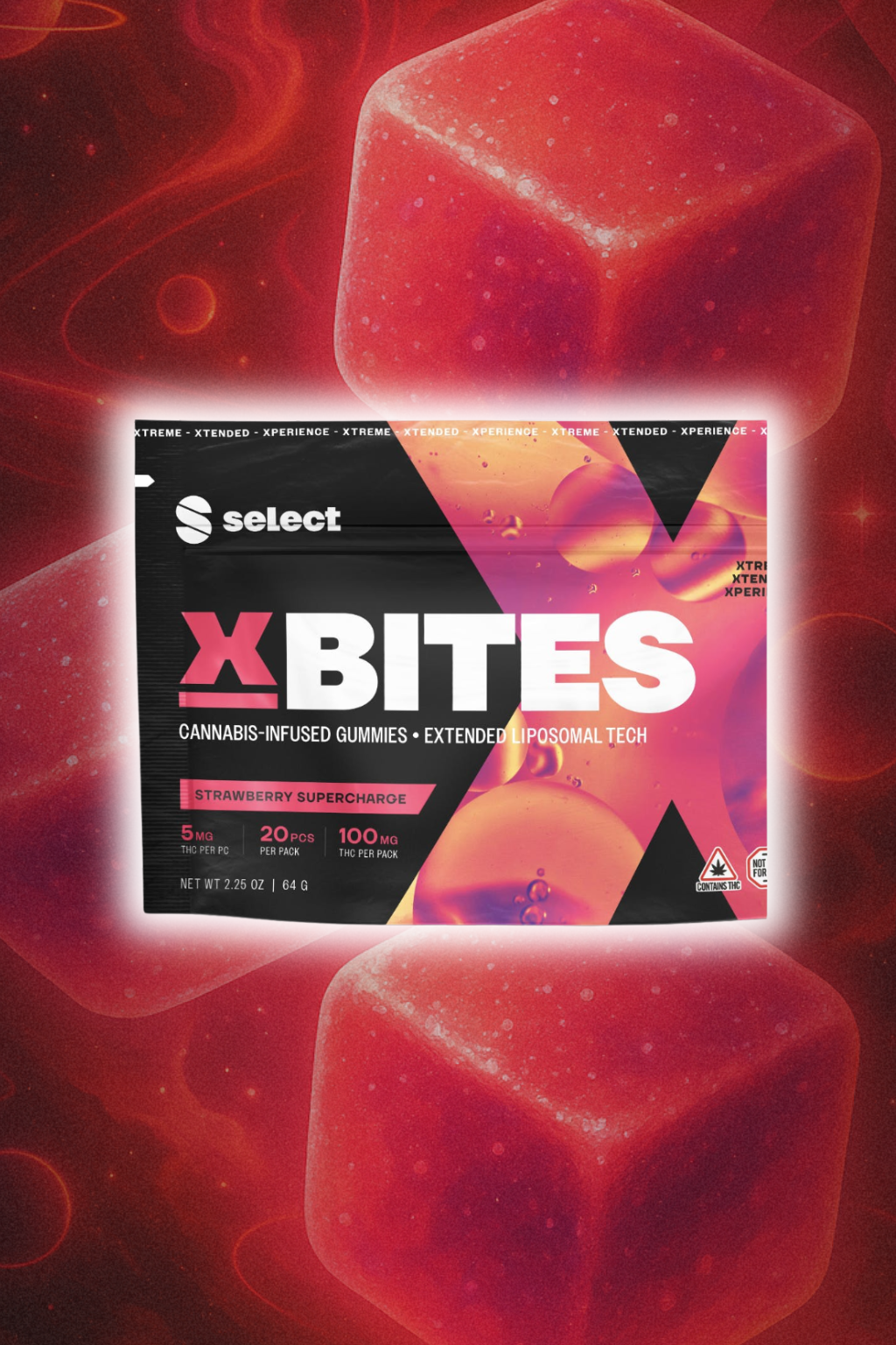 Photograph of product: Select | Strawberry Supercharge X Bites | 100mg