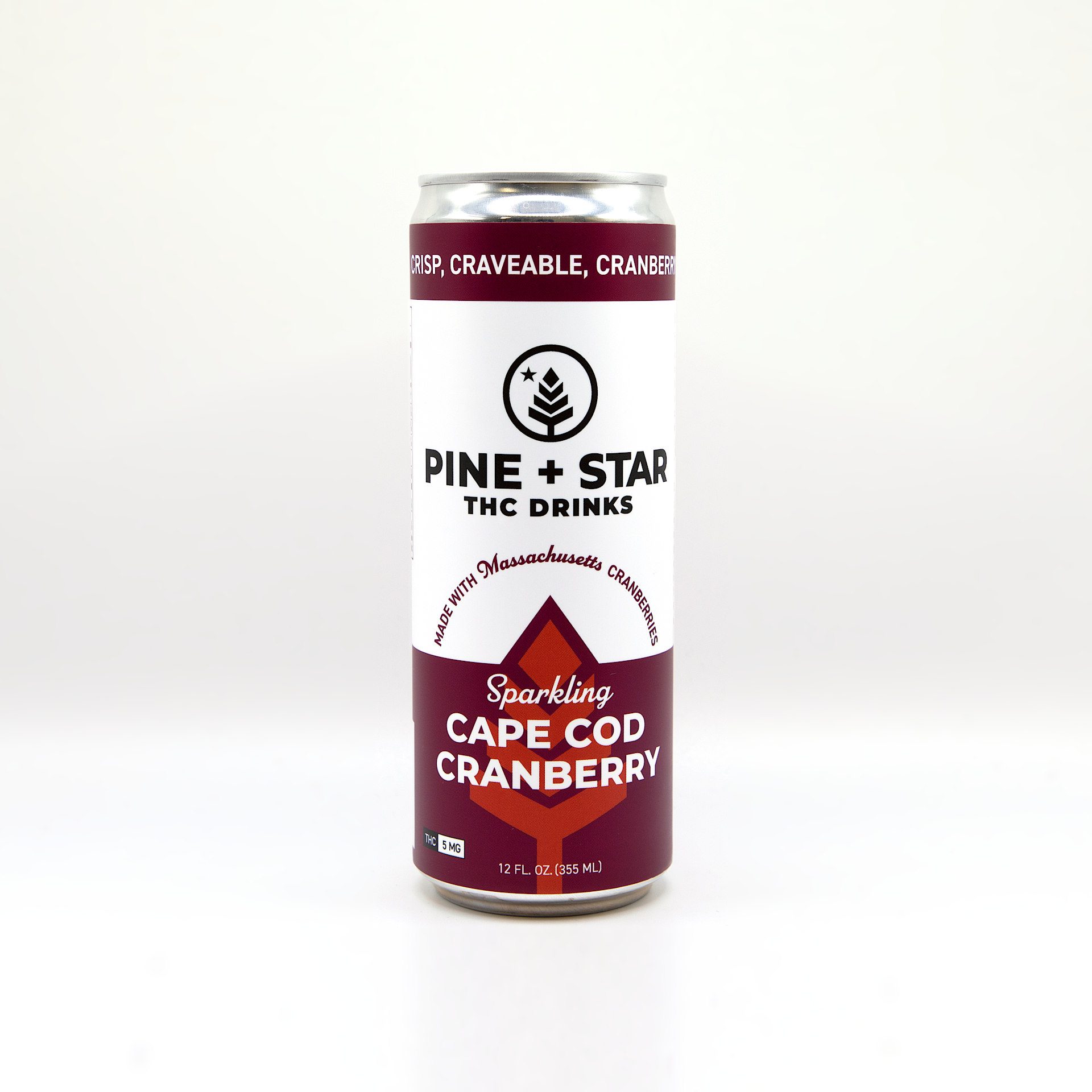 Photograph of product: Pine + Star Sparkling Cape Cod Cranberry Beverage 5mg