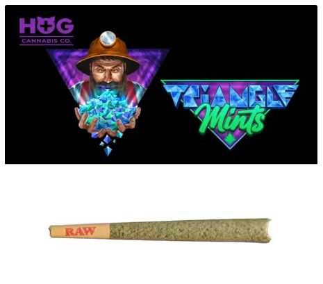 Photograph of product: HOG Triangle Mints Pre-Roll 1.2g