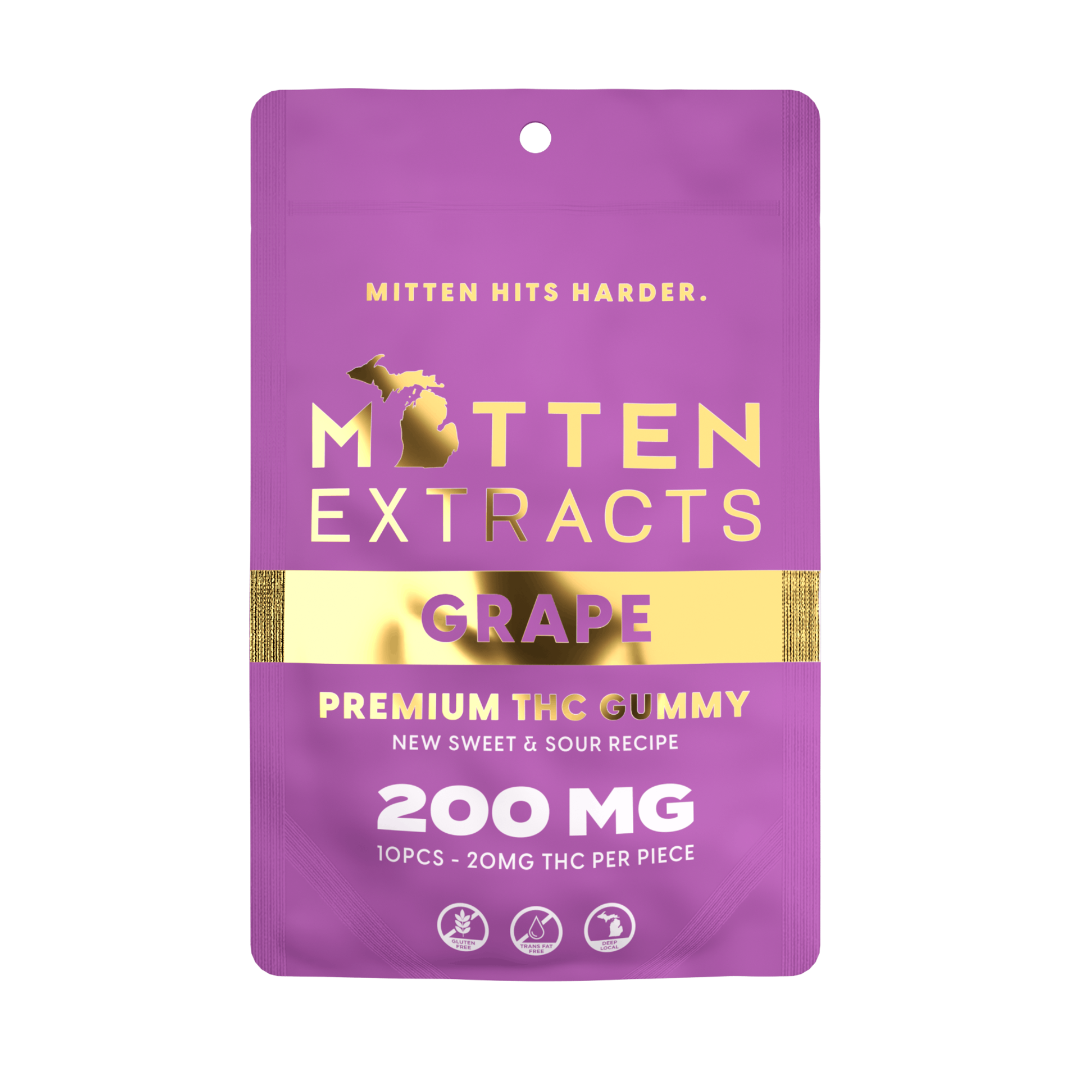 Photograph of product: Mitten Extracts 200mg Gummies - Grape