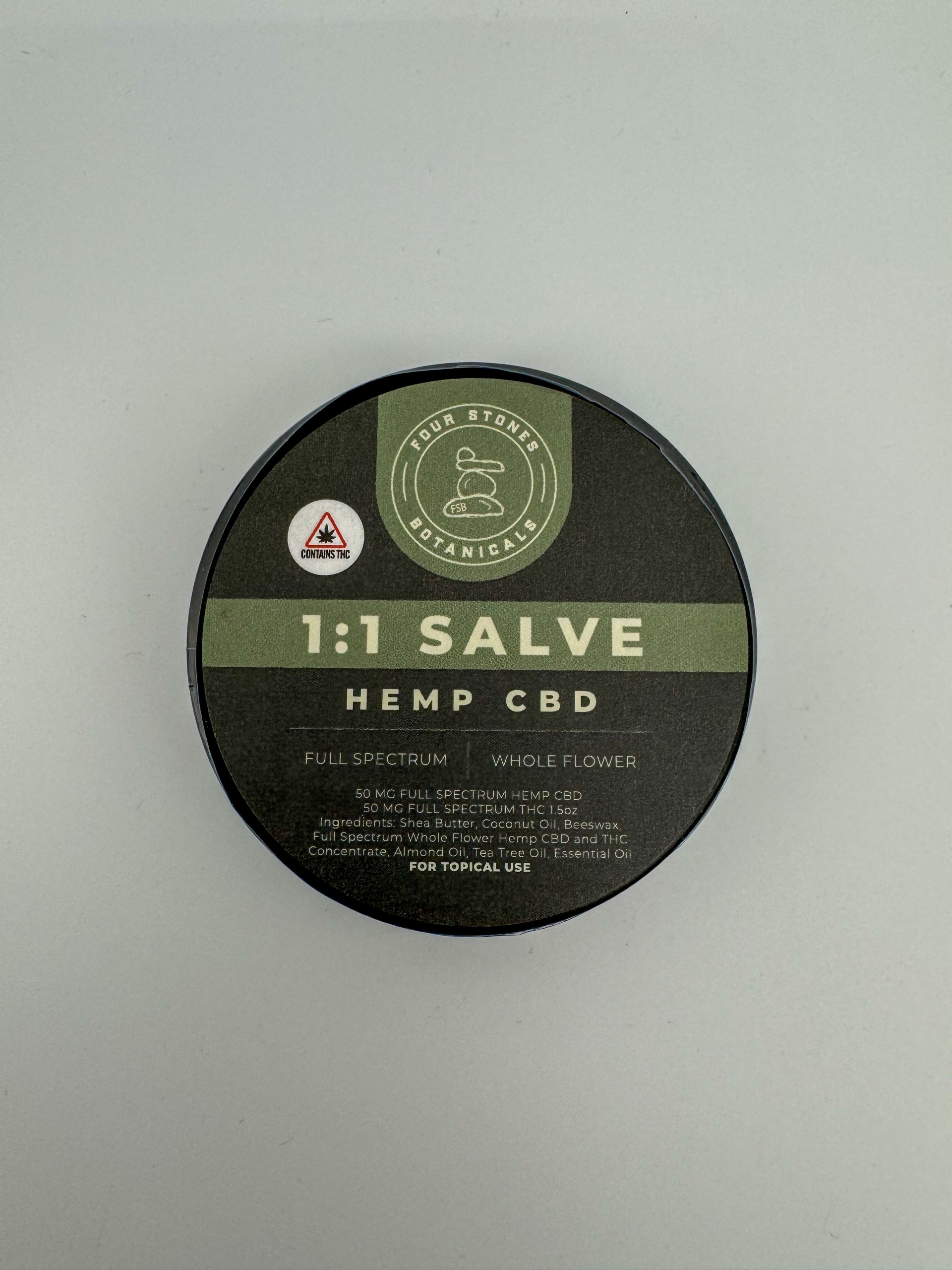 Photograph of product: 1:1 TH-oui:CBD Salve | Four Stones Botanicals
