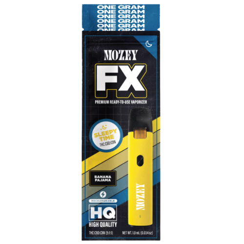 Photograph of product: Mozey Banana Pajama Disposable Vape Pen 5:1:1 TH-oui:CBD:CBN 1g