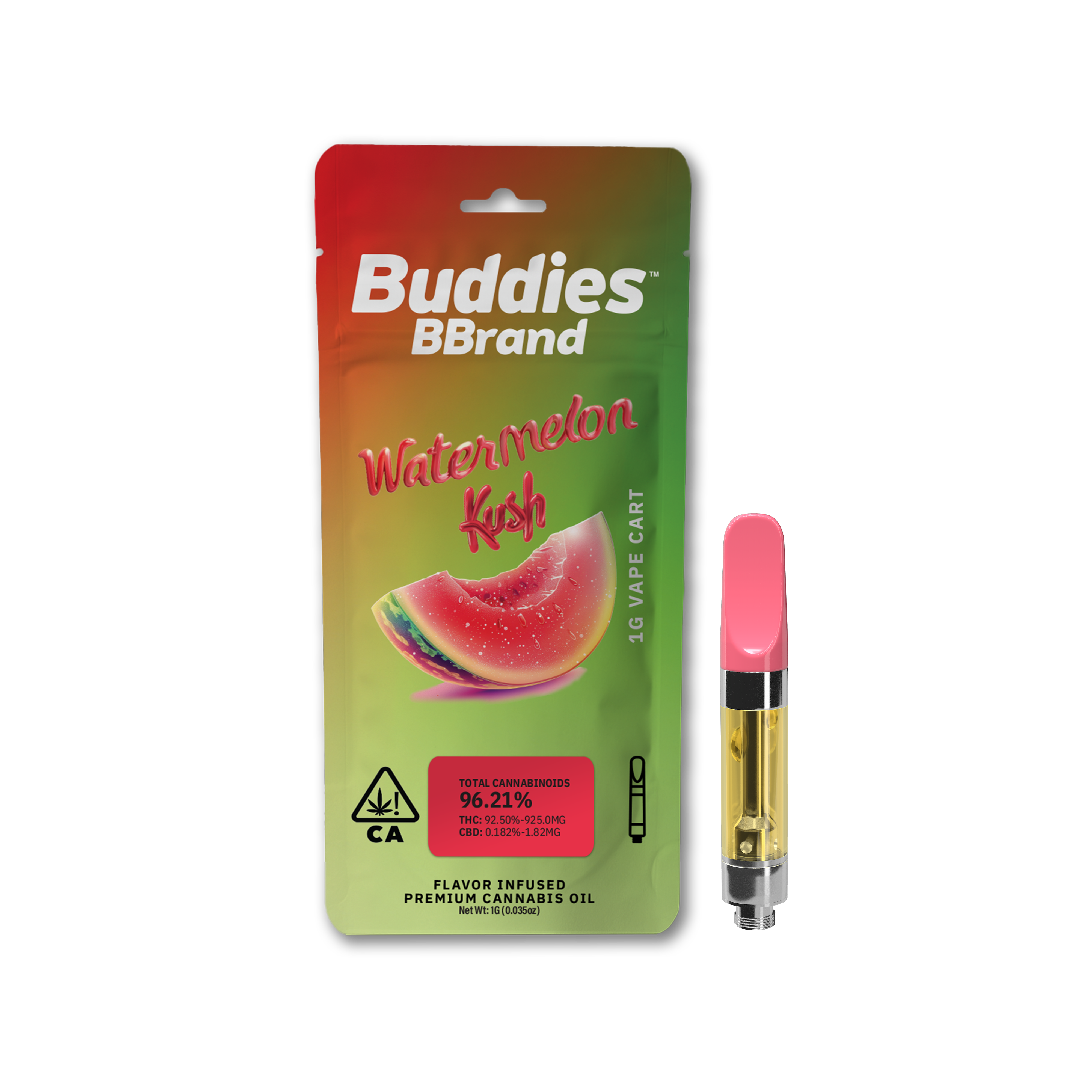 Photograph of product: WATERMELON KUSH VAPE CART 1G