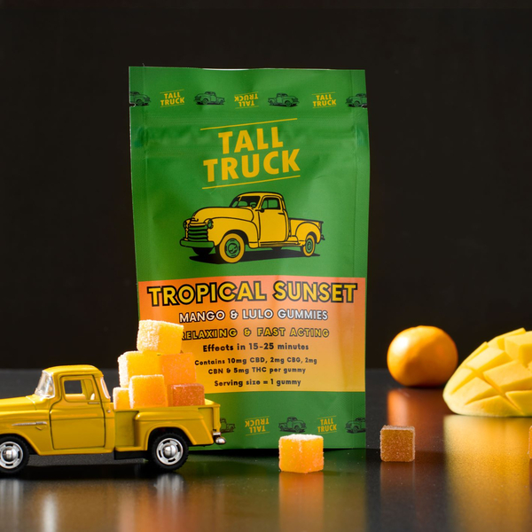 Photograph of product: Tropical Sunset Gummies | Fast Acting Sleep Formula | 100mg TH-oui + 200mg CBD + 40mg CBN + 40mg CBG
