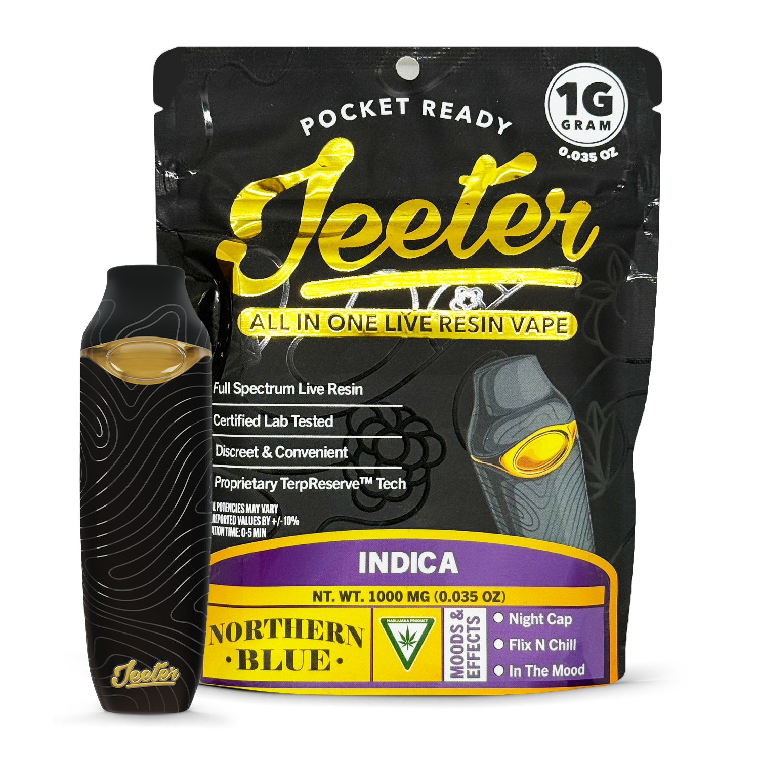 Photograph of product: Jeeter Northern Blue Live Resin Disposable Vape Rec