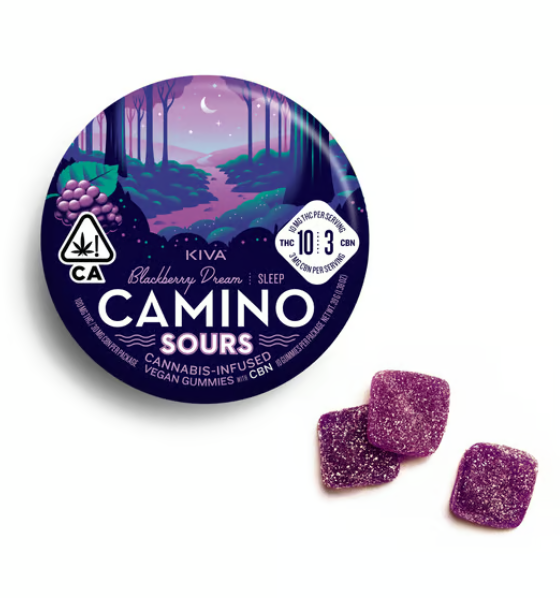 Photograph of product: Camino | Sour Blackberry Dream 10 : 3 TH-oui : CBN Gummies | 10pk 100mg